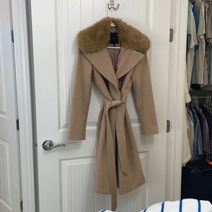 Talbots wool blend jacket w/ removable fur collar